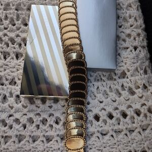 VTG Nordstrom's Gold Tone Coin Link Stretch Bracelet - Shiny Gold Coins